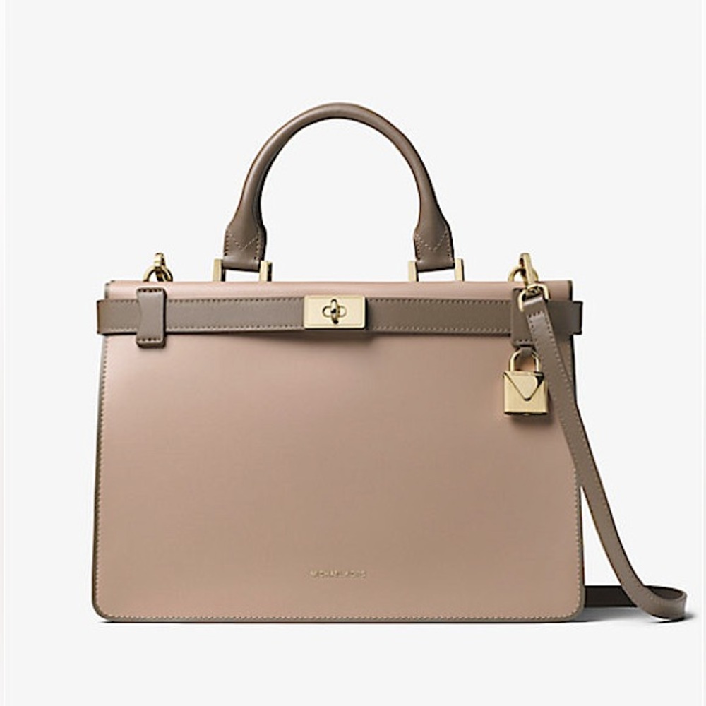 Michael Kors Tatiana Medium Leather Satchel- Turffle/Mushroom NWOT MSRP: $398.00 - Picture 5 of 15